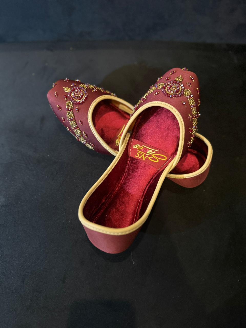 Premium Mahroon Velvet  Khsussa - Khussa for Women