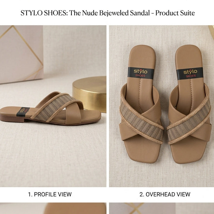 Elegant Cross Strap Rhinestone Slide Sandals – Women’s Flat Slippers