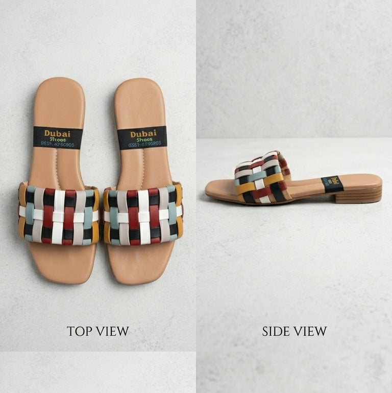 Multicolor Women Strap Slide Sandals – Women’s Flat Slip-Ons