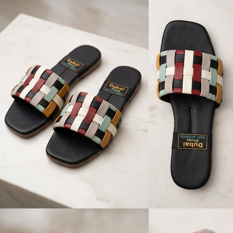 Multicolor Women Strap Slide Sandals – Women’s Flat Slip-Ons