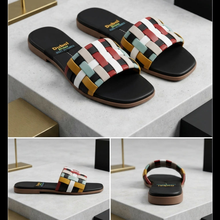 Multicolor Women Strap Slide Sandals – Women’s Flat Slip-Ons