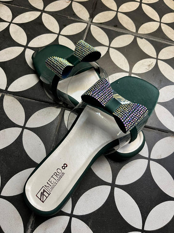 Green Tie Flat Sandal for women